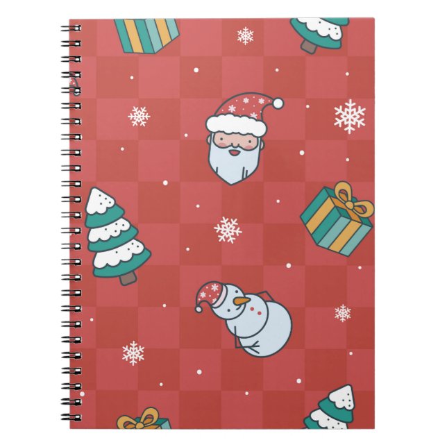 Minimalistic christmas red pattern notebook (Front)