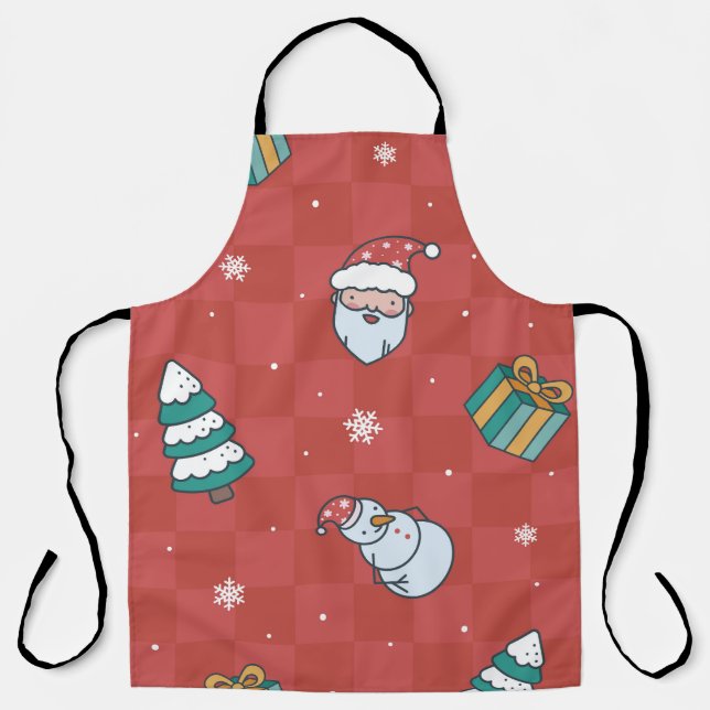 Minimalistic Christmas: Red Seamless Design. Apron (Front)