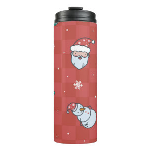 Minimalistic Christmas: Red Seamless Design. Thermal Tumbler