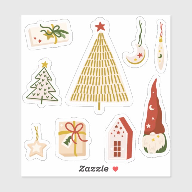 Minimalistic Christmas stickers  (Sheet)