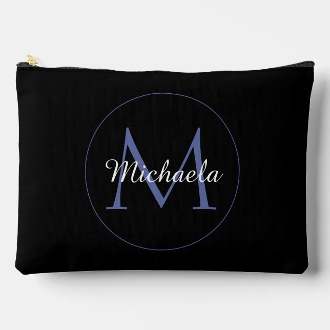 Minimalistic circle modern monogram initial name accessory pouch (Front)