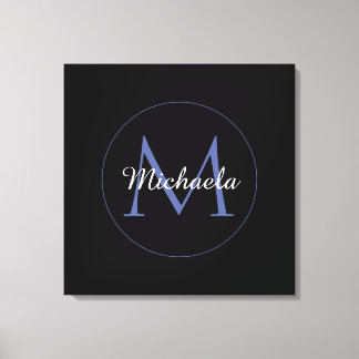 Minimalistic circle modern monogram initial name canvas print