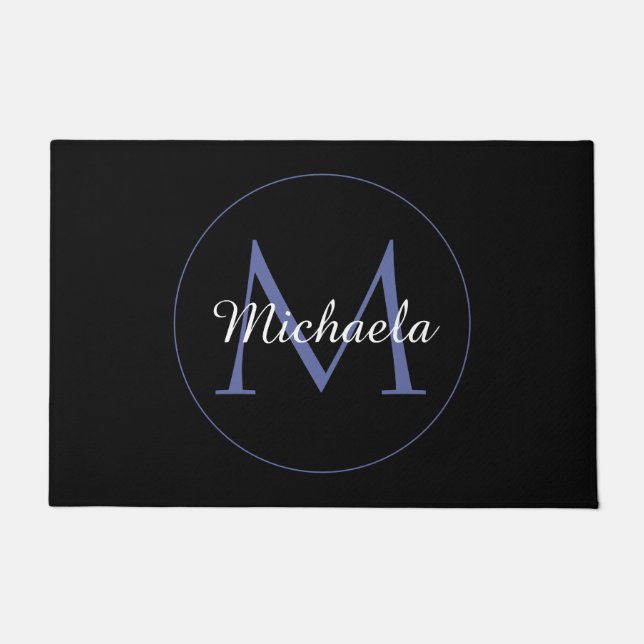 Minimalistic circle modern monogram initial name doormat (Front)