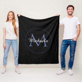 Minimalistic circle modern monogram initial name fleece blanket