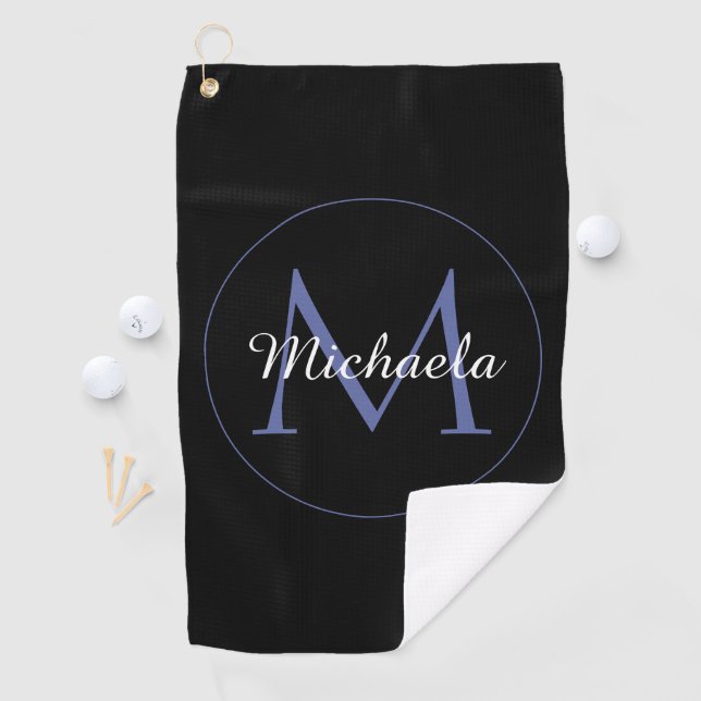 Minimalistic circle modern monogram initial name golf towel (InSitu)