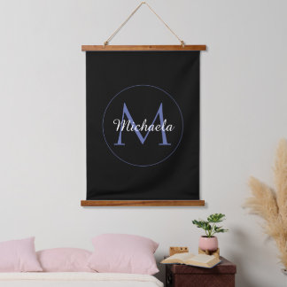 Minimalistic circle modern monogram initial name hanging tapestry