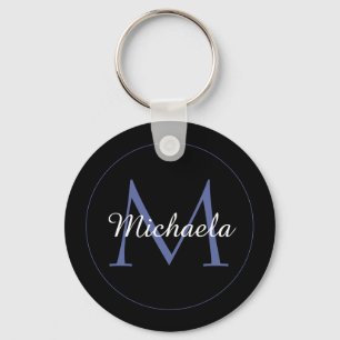 Minimalistic circle modern monogram initial name key ring