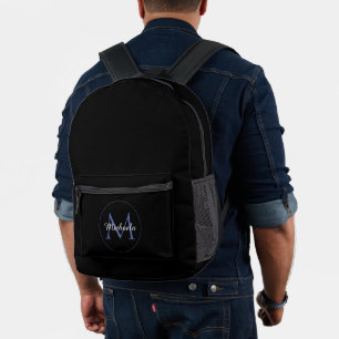 Minimalistic circle modern monogram initial name printed backpack
