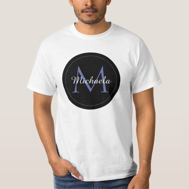 Minimalistic circle modern monogram initial name T-Shirt (Front)