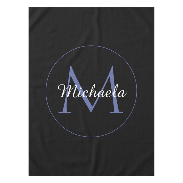 Minimalistic circle modern monogram initial name tablecloth (Front)