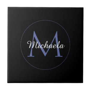 Minimalistic circle modern monogram initial name tile