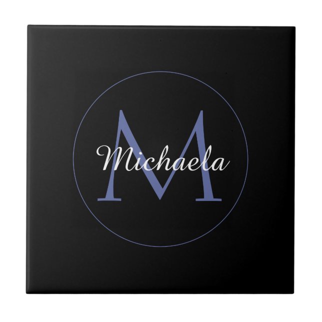 Minimalistic circle modern monogram initial name tile (Front)