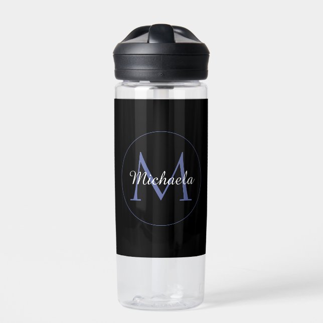 Minimalistic circle modern monogram initial name  water bottle (Front)