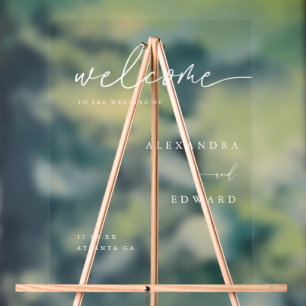 Minimalistic Classic Script Wedding Welcome Acrylic Sign