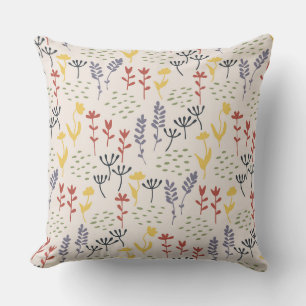 Minimalistic colourful scattered wildflowers cushion
