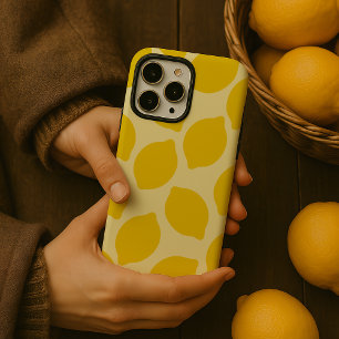 Minimalistic Cottage Style Lemon Pattern iPhone 15 Pro Max Case