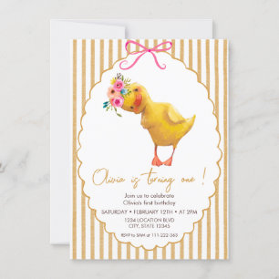 Minimalistic Cute Duckling Birthday Invitation
