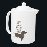 Minimalistic Dachshund Silhouette custom quote<br><div class="desc">Minimalistic Dachshund Silhouette with customisable quote: "Life is great,  doxies make it better".
Rustic tones.</div>
