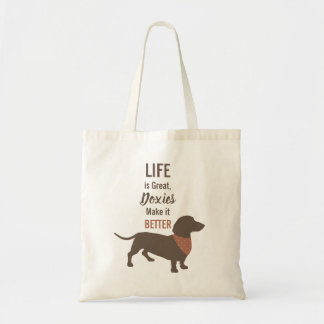Minimalistic Dachshund Silhouette custom quote Tote Bag