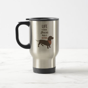Minimalistic Dachshund Silhouette custom quote Travel Mug