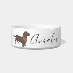Minimalistic Dachshund Silhouette with dog's name Bowl