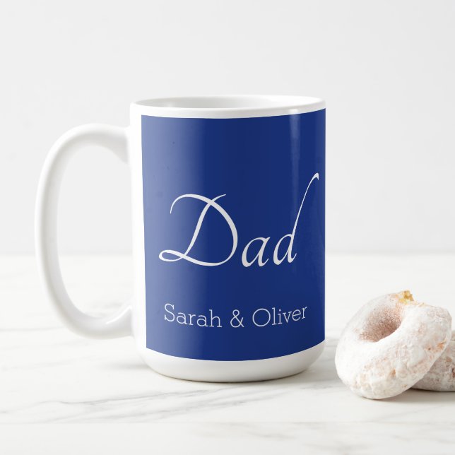Minimalistic 'Dad' Mug with Child’s Names - Gift (With Donut)