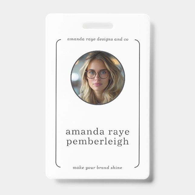 Minimalistic Designer Convention Photo ID Badge (Front)