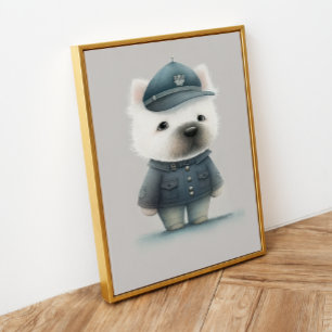Minimalistic Dog Art: Poodle Policeman  Poster