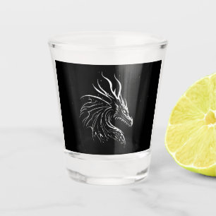 Minimalistic dragon, black and white shot glass