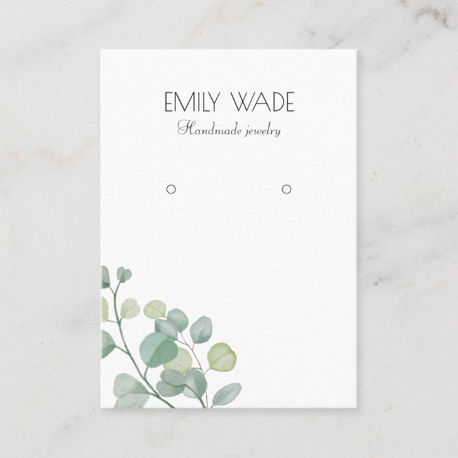 Minimalistic earring holder business card (Front)