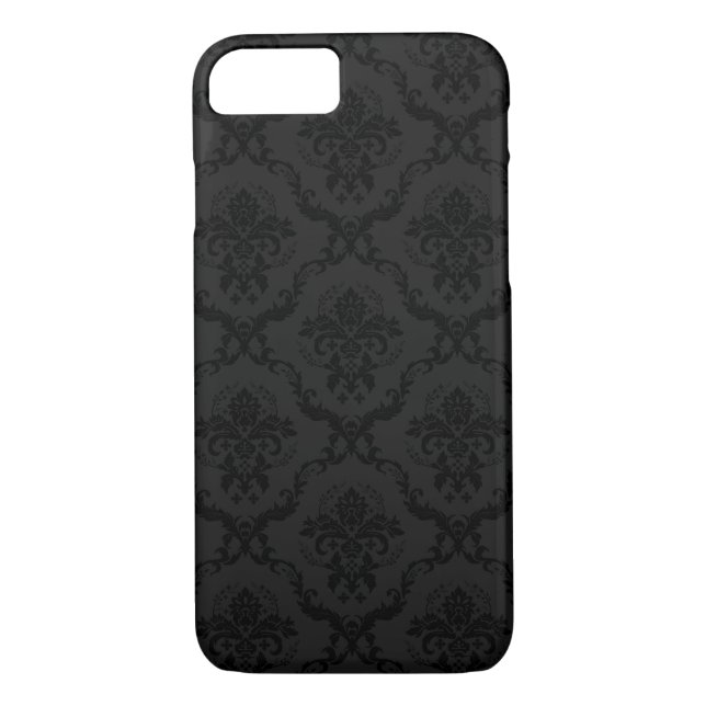 Minimalistic Elegant Black And Grey Floral Damasks Case-Mate iPhone Case (Back)