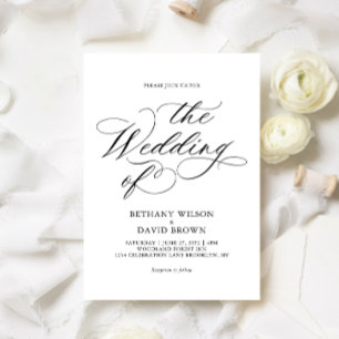 Minimalistic Elegant Black Calligraphy Wedding Invitation