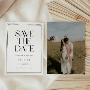 Minimalistic Elegant Bold Typography Wedding Photo Save The Date