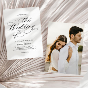 Minimalistic Elegant Calligraphy Photo Wedding Invitation