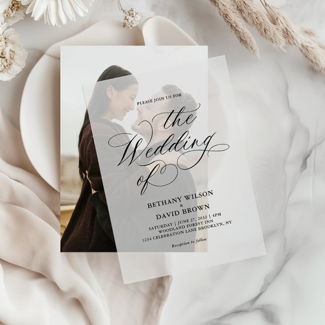 Minimalistic Elegant Calligraphy Wedding Vellum Invitations (Creator Uploaded)