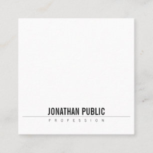 Minimalistic Elegant Design Modern B&W Clean Plain Square Business Card