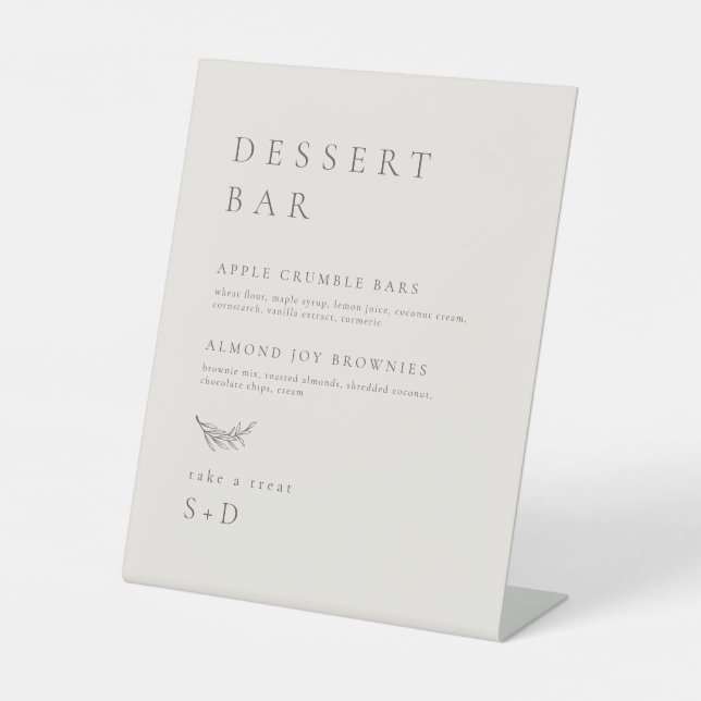 Minimalistic Elegant Dessert Menu Wedding Sign (Front)