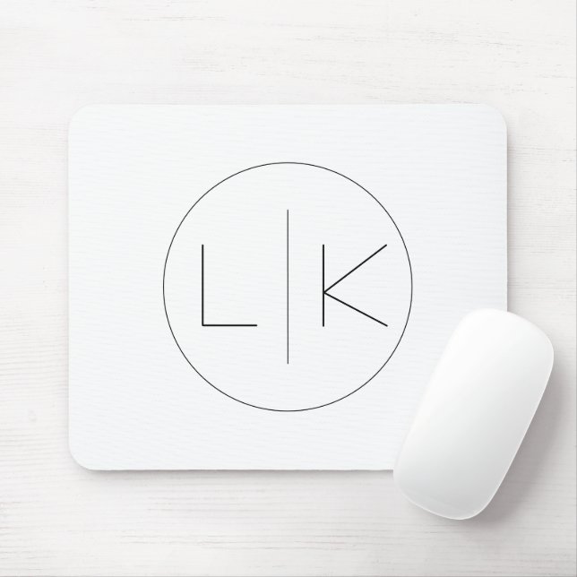 Minimalistic Elegant Initials in Black on White  Mouse Pad (With Mouse)