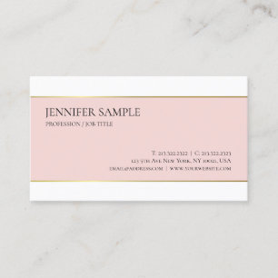Minimalistic Elegant Pink Gold White Professional Business Card