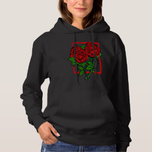 Minimalistic Elegant Rose Flowers Red Roses Floral Hoodie