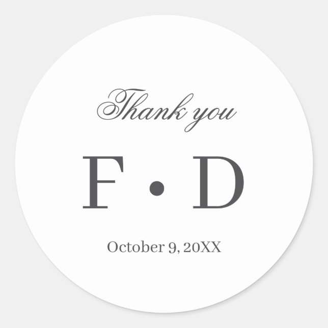 Minimalistic Elegant Thank You Sticker  (Front)