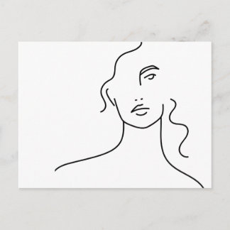 Minimalistic Face Line Drawing Postcard