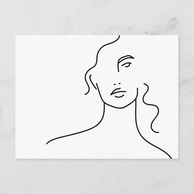 Minimalistic Face Line Drawing Postcard (Front)