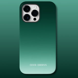 Minimalistic fading in green shades with name Case-Mate iPhone 14 pro max case