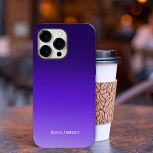Minimalistic fading purple shades with name Case-Mate iPhone 14 pro max case