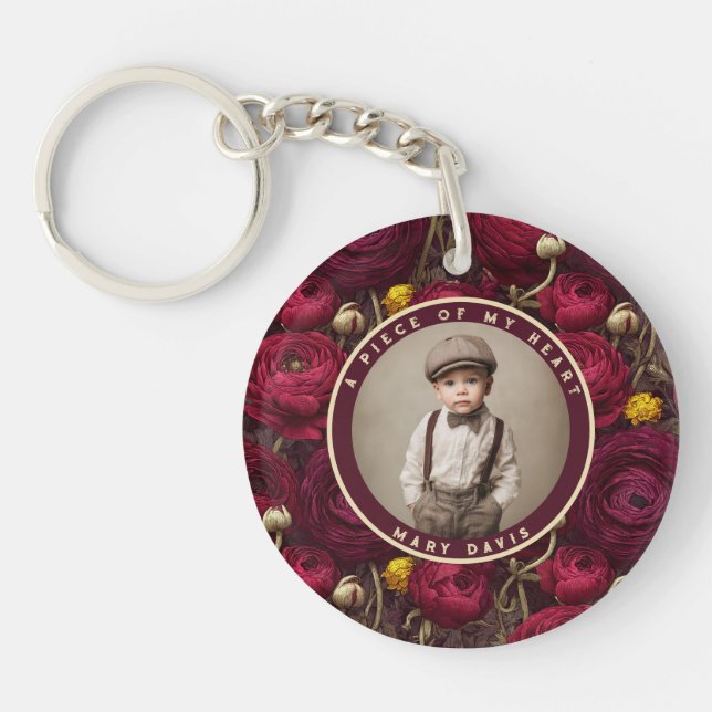 Minimalistic family photo keychain Ranunculus  (Front)