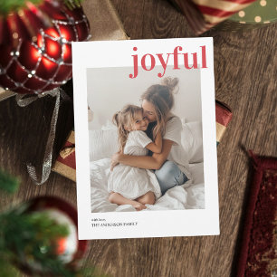 Minimalistic Family Photo Red Joyful Christmas  Invitation