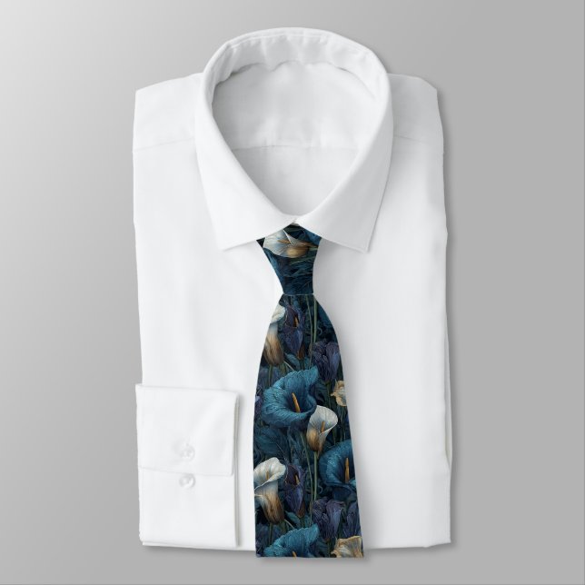 Minimalistic Fathers Day Calla Lilies Flower Tie (Tied)