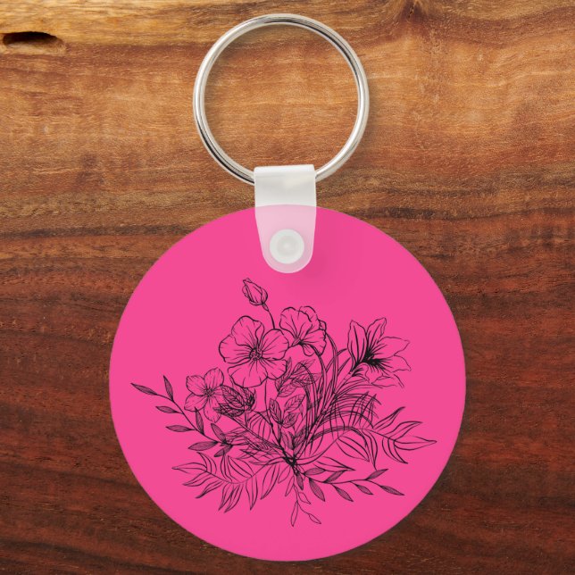 Minimalistic Floral Bouquet  Key Ring (Front)