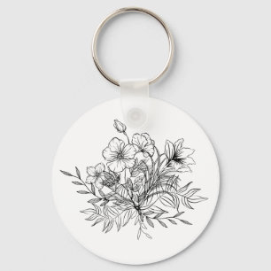Minimalistic Floral Bouquet  Key Ring